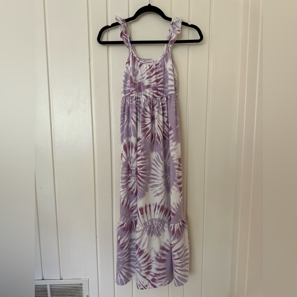 NWOT 32 Degree Maxi Dress. Tie dye purples. Girls Size M - 10/12.